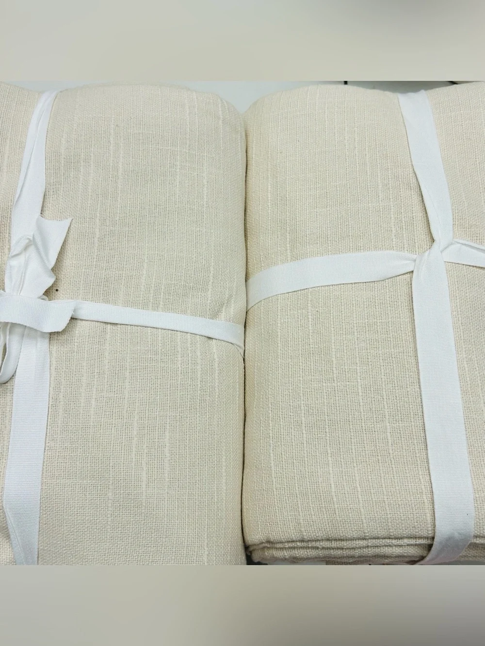QUINCE Set Of 2 48x96 Cotton Slub Room Darkening Curtains Natural 0369